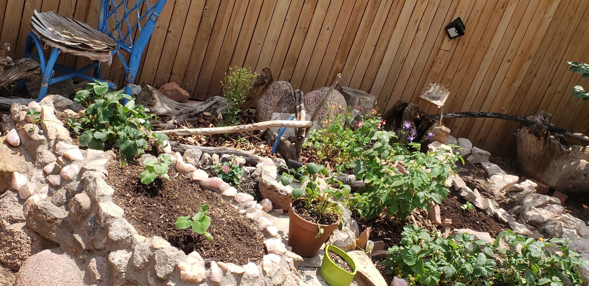 A fortress of clay and rock towers, for happy plantings